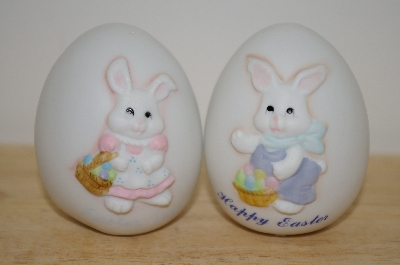 +MBA #10-064  Set Of 2 1989 Bone China Boy & Girl Easter Eggs