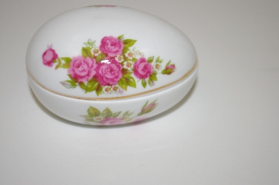 +MBA #10-248  Porceline Rose Egg Shaped Dish