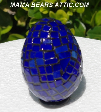 +MBA #5556-334  "Multi Dark Blue Stained Glass Mosaic Egg"