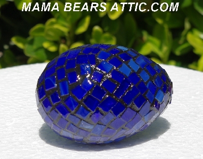 +MBA #5556-334  "Multi Dark Blue Stained Glass Mosaic Egg"