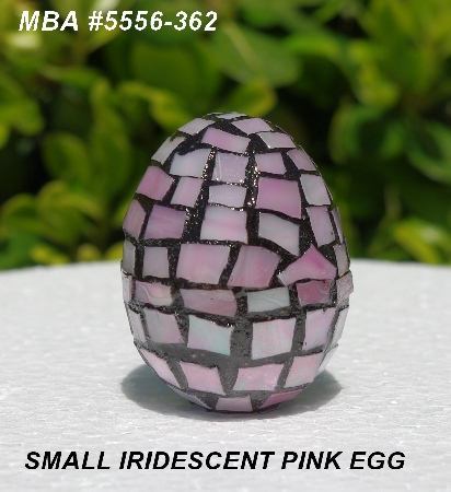 +MBA #5556-362  " Small Iridescent Pink Stained Glass Mosaic Egg"