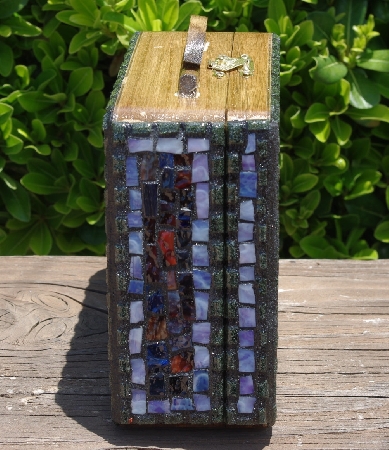 +MBA #5559-003  "Large Multi Colored Stained Glass Purse Shaped Mosaic Jewelry Trinket Box"