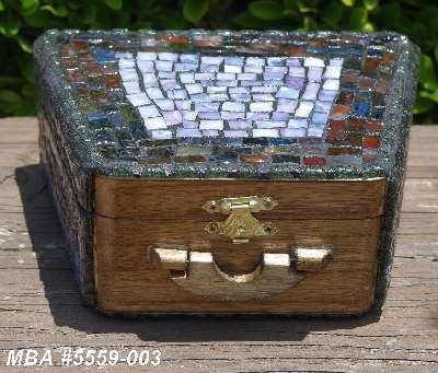 +MBA #5559-003  "Large Multi Colored Stained Glass Purse Shaped Mosaic Jewelry Trinket Box"