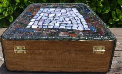 +MBA #5559-003  "Large Multi Colored Stained Glass Purse Shaped Mosaic Jewelry Trinket Box"