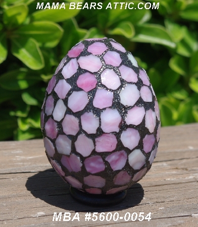 +MBA #5600-0056  "Multi White & Pink Stained Glass Mosaic Egg"