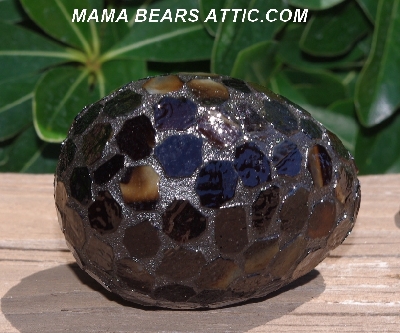 +MBA #5600-0065  "Multi Dark Brown Stained Glass Mosaic Egg"