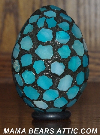 +MBA #5601-172  "Sky Blue Stained Glass Mosaic Egg"