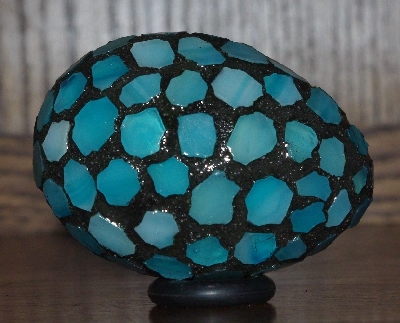 +MBA #5601-172  "Sky Blue Stained Glass Mosaic Egg"