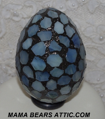 +MBA #5602-0065   "Pale Blue Stained Glass Mosaic Egg"