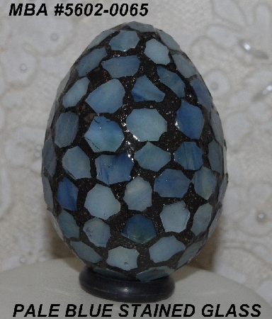 +MBA #5602-0065   "Pale Blue Stained Glass Mosaic Egg"