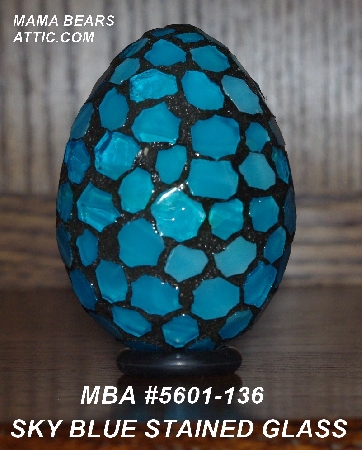 +MBA #5601-136  "Sky Blue Stained Glass Mosaic Egg"