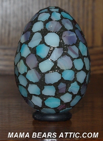 +MBA #5601-0053  "Sky Blue/Lavender Stained Glass Mosaic Egg"