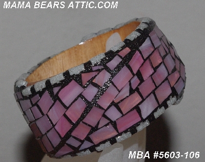 +MBA #5603-106 "Pink & White Stained Glass Bangle Bracelet"