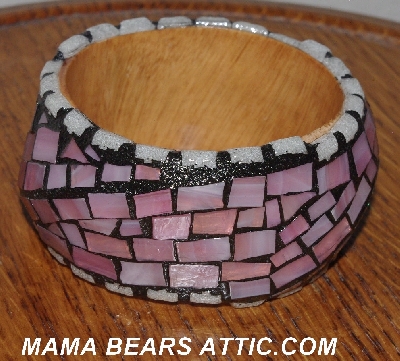 +MBA #5603-106 "Pink & White Stained Glass Bangle Bracelet"