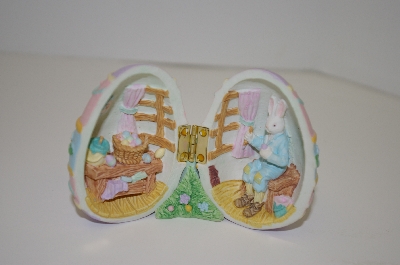 +MBA #10-253  1990's Hinged Egg With Bunny & Work Shop Inside