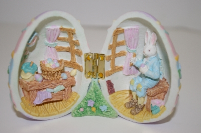 +MBA #10-253  1990's Hinged Egg With Bunny & Work Shop Inside