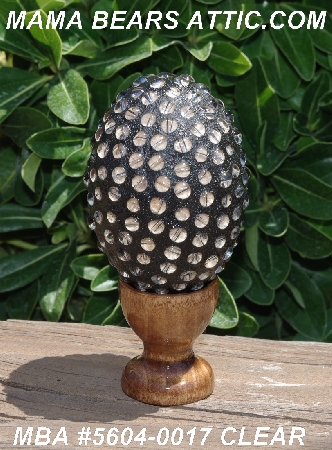 +MBA #5604-0017  "Clear Glass Bead Mosaic Egg With Stand"