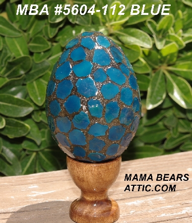 +MBA #5604-112  "Blue Stained Glass Mosaic Egg With Stand"