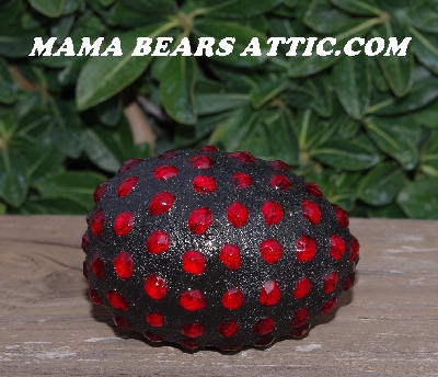 +MBA #5606-150  "Fire Polished Red Glass Bead Mosaic Egg With Stand"
