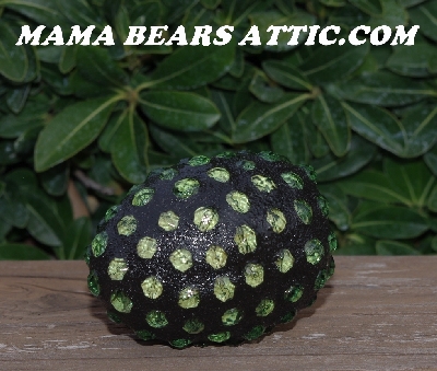 +MBA #5606-229  "Lime Green Glass Bead Mosaic Egg With Stand"