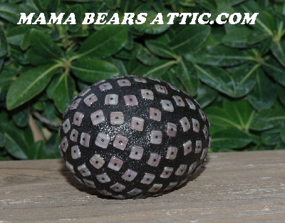 +MBA #5606-236  "Rose Quartz Pink Glass Bead Mosaic Egg With Stand"