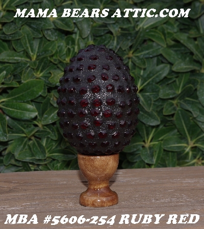 +MBA #5606-254  "Ruby Red Glass Bead Mosaic Egg With Stand"