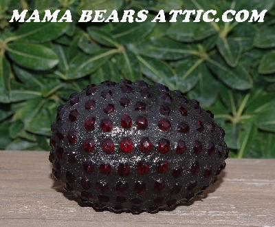 +MBA #5606-254  "Ruby Red Glass Bead Mosaic Egg With Stand"