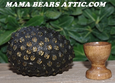 +MBA #5606-259  "Smoke Glass Bead Mosaic Egg With Stand"