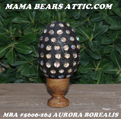 +MBA #5606-264  "Aurora Borealis Glass Bead Mosaic Egg With Stand"