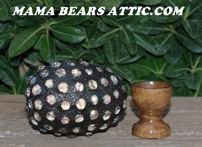 +MBA #5606-264  "Aurora Borealis Glass Bead Mosaic Egg With Stand"
