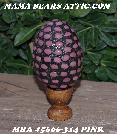+MBA #5606-314  "Pink Glass Bead Mosaic Egg With Stand"