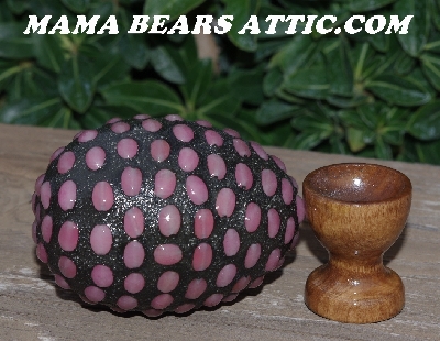 +MBA #5606-314  "Pink Glass Bead Mosaic Egg With Stand"