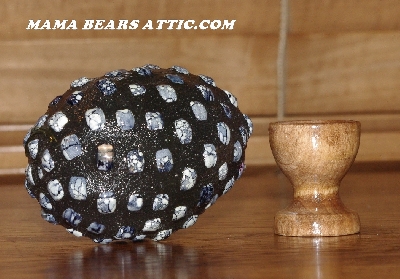+MBA #5607-0023  "Tie Dyed Glass Bead Mosaic Egg With Stand"