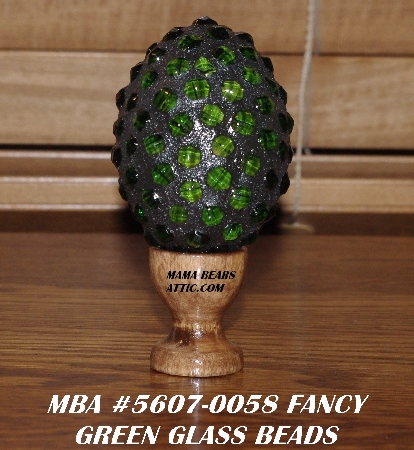 +MBA #5607-0058  "Fancy Green Glass Bead Mosaic Egg"
