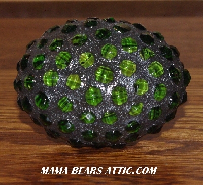 +MBA #5607-0058  "Fancy Green Glass Bead Mosaic Egg"