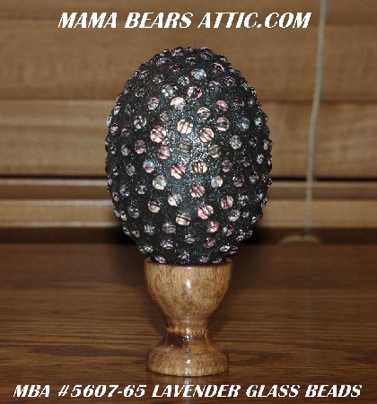 +MBA #5607-65  "Lavender Glass Bead Mosaic Egg With Stand"