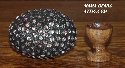 +MBA #5607-65  "Lavender Glass Bead Mosaic Egg With Stand"