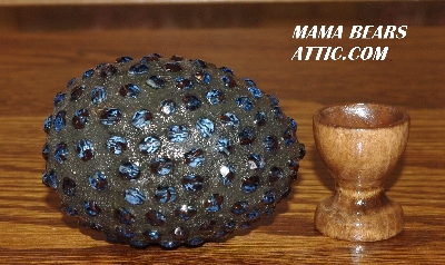 +MBA #5607-85  "Blue Glass Bead Mosaic Egg With Stand"