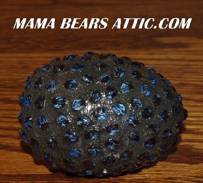 +MBA #5607-85  "Blue Glass Bead Mosaic Egg With Stand"