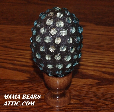 +MBA #5607-106 "Fancy Blue Glass Bead Mosaic Egg With Stand"