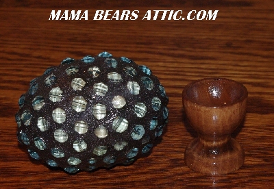 +MBA #5607-106 "Fancy Blue Glass Bead Mosaic Egg With Stand"