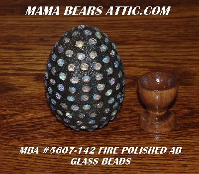 +MBA #5607-142  "Fire Polished AB Glass Bead Mosaic Egg With Stand"