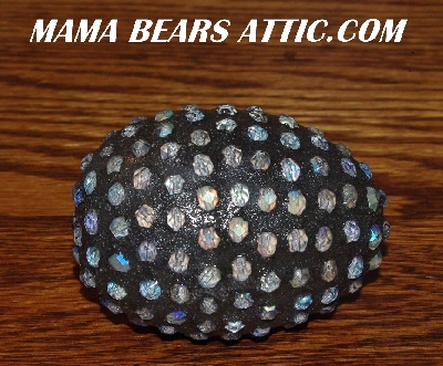 +MBA #5607-142  "Fire Polished AB Glass Bead Mosaic Egg With Stand"