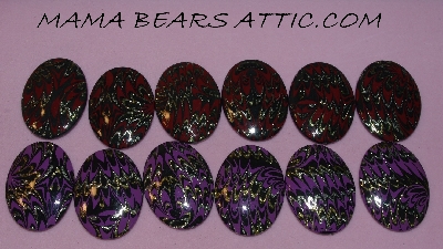 +MBA #5608-457  "Set Of (12) Fancy Purple,Red, Black & Glitter Acrylic Cabochon's"