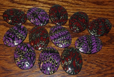 +MBA #5608-457  "Set Of (12) Fancy Purple,Red, Black & Glitter Acrylic Cabochon's"