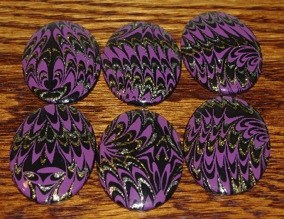 +MBA #5608-457  "Set Of (12) Fancy Purple,Red, Black & Glitter Acrylic Cabochon's"