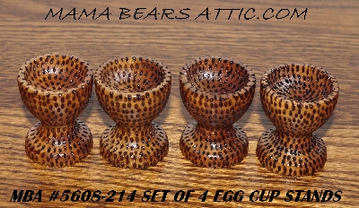 +MBA #5608-214  "Set Of 4 Fancy Wood Egg Cup Stands"
