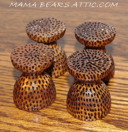 +MBA #5608-214  "Set Of 4 Fancy Wood Egg Cup Stands"