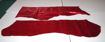 +MBA #5610-0020  "1990's Tandy Leather (2) Pieces Of Red Metallic Pigskin Suede"