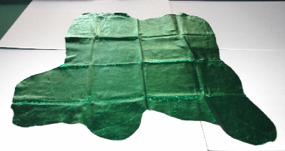 +MBA #5610-151 "1990's Tandy Leather Green Metallic Green Pigskin Suede Hide"